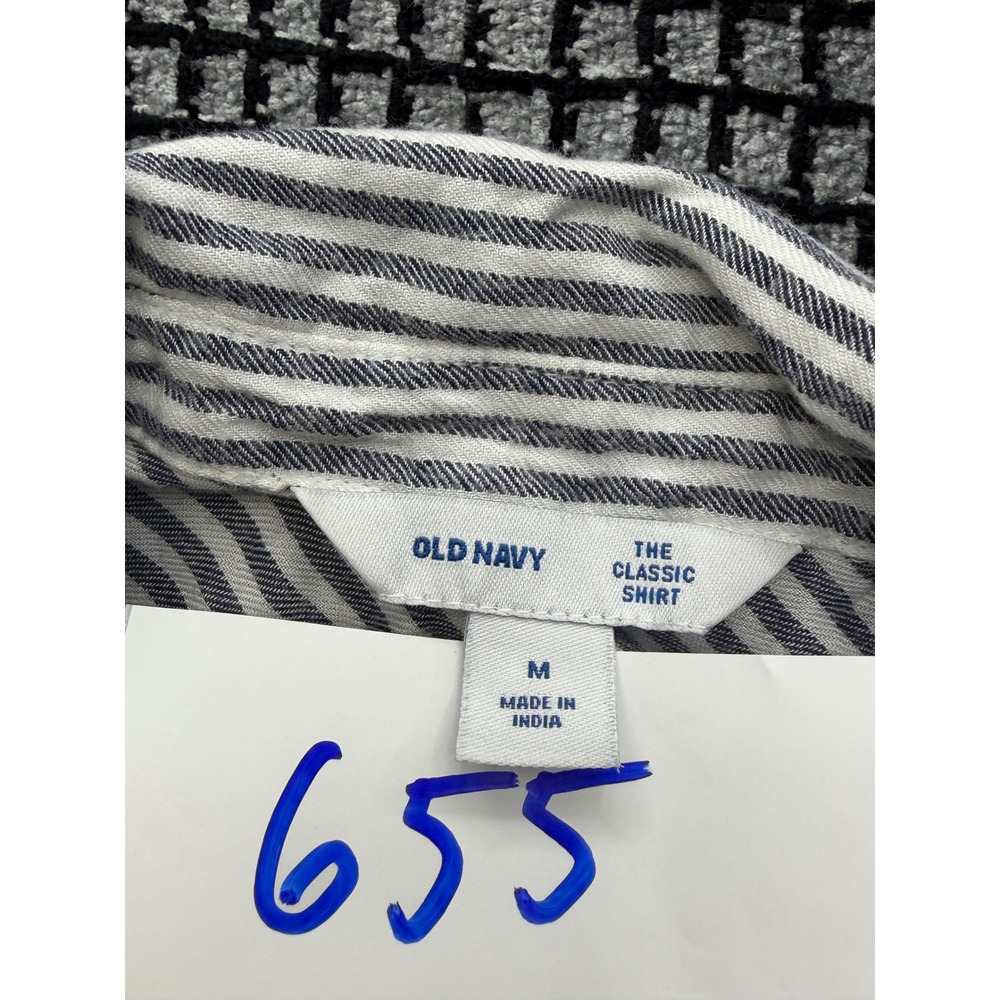 Old Navy The Classic Shirt Womens Medium Blue White Striped Rayon Top